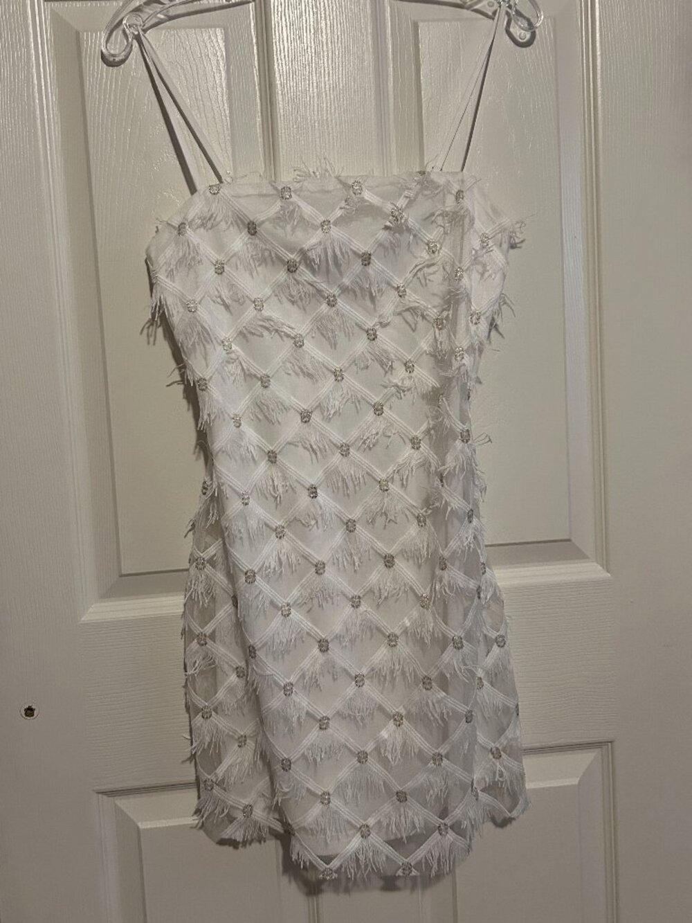 Acoa White Fringe Mini Dress sz S